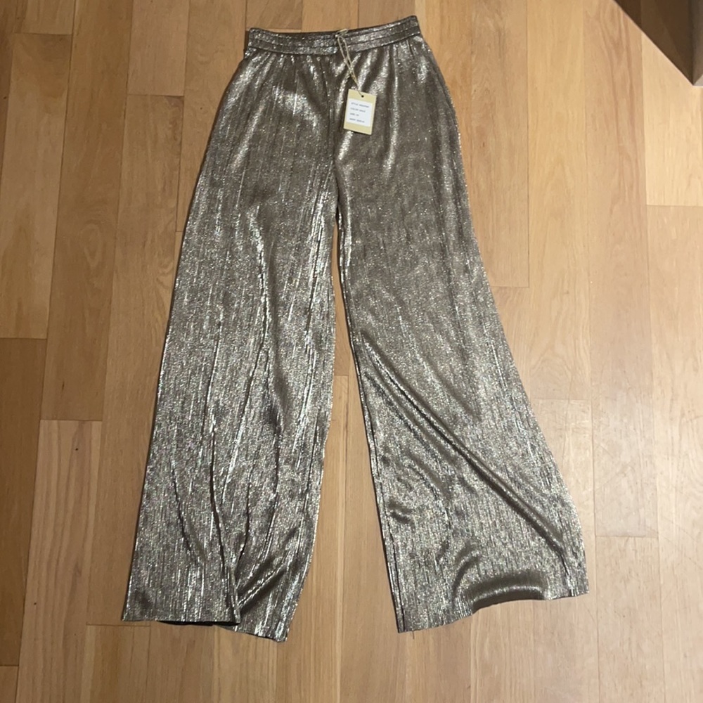 Torn by Ronny Kobo metallic high waisted pant.